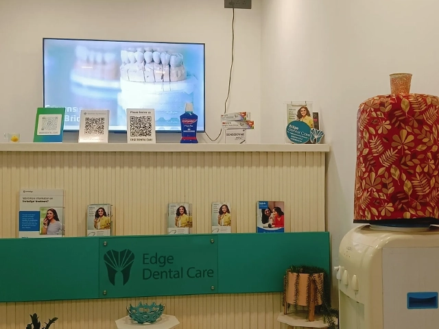 Step into bright dental reception area featuring elegant interiors & welcoming atmosphere in Alwarpet